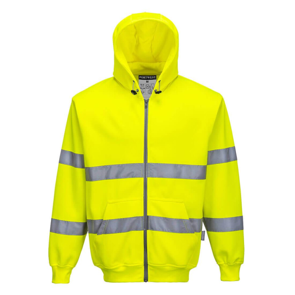 (L, Yellow) Portwest Mens Hi-Vis Full Zip Hoodie