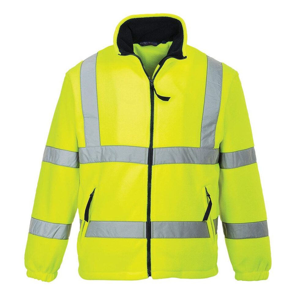 (M, Yellow) Portwest Mens Fleece Hi-Vis Coat