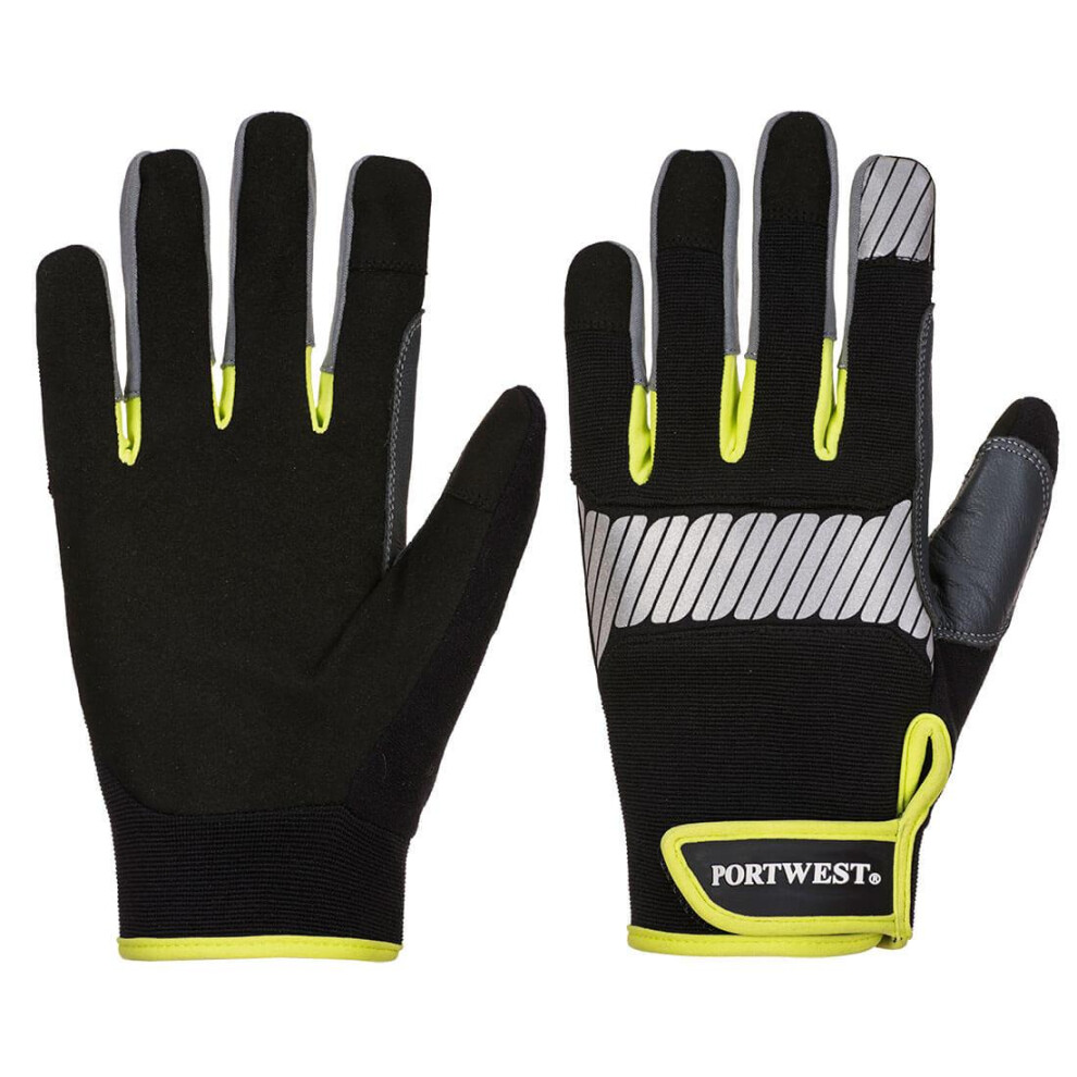 (L, Black/Yellow) Portwest Unisex Adult PW3 Utility Gloves