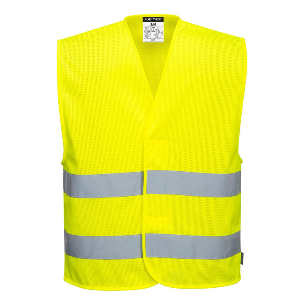 (L-XL, Yellow) Portwest Mens Mesh Hi-Vis Vest