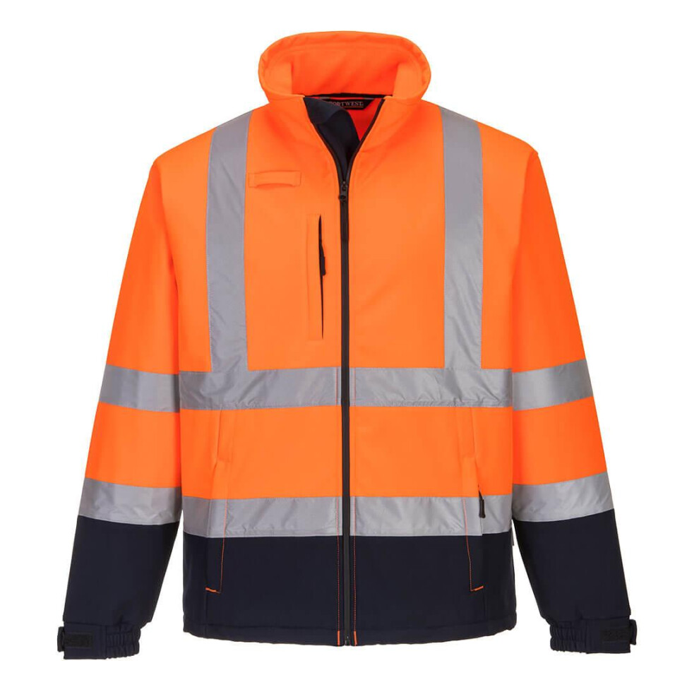 (M, Orange/Navy) Portwest Mens Contrast High-Vis Soft Shell Jacket