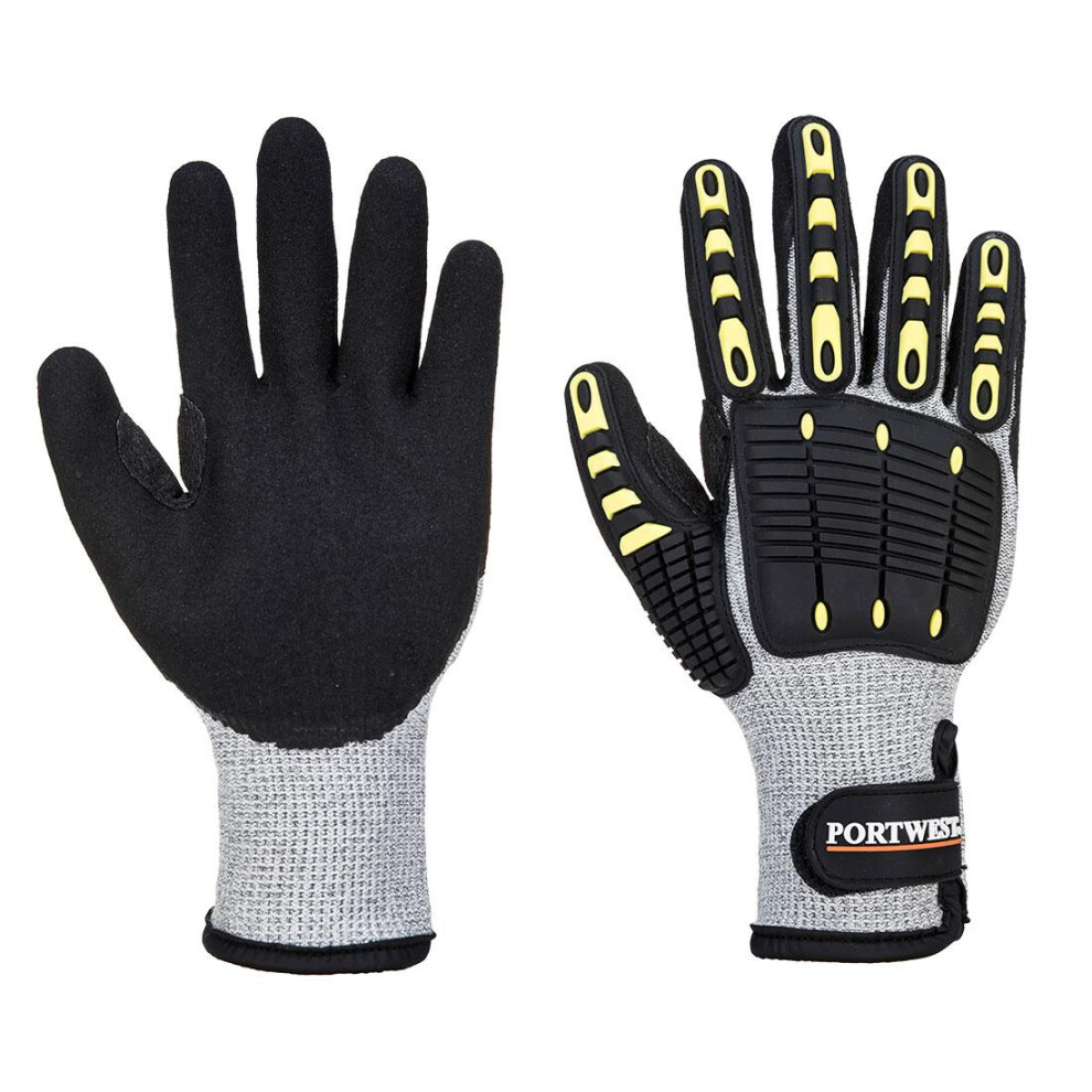 (M, Grey/Black) Portwest Unisex Adult A729 Impact Resistant Thermal Cut Resistant Gloves