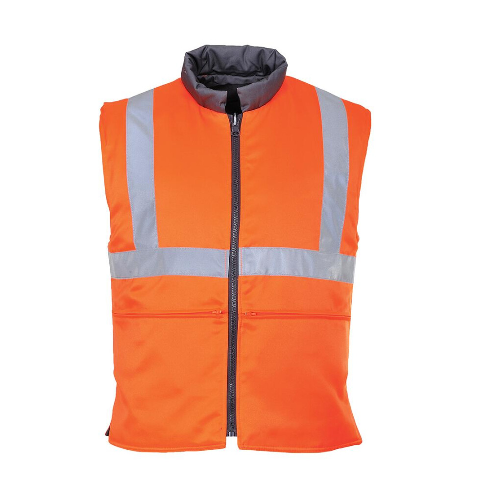 (XL, Orange) Portwest Mens Reversible Hi-Vis Body Warmer