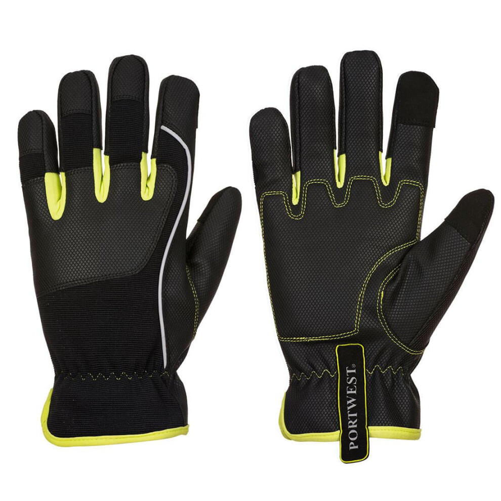 (S, Black/Yellow) Portwest Unisex Adult Tradesman Gloves