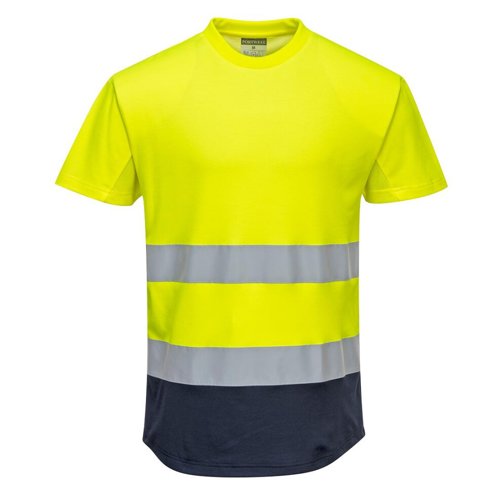 (3XL, Yellow/Navy) Portwest Mens Contrast Hi-Vis T-Shirt