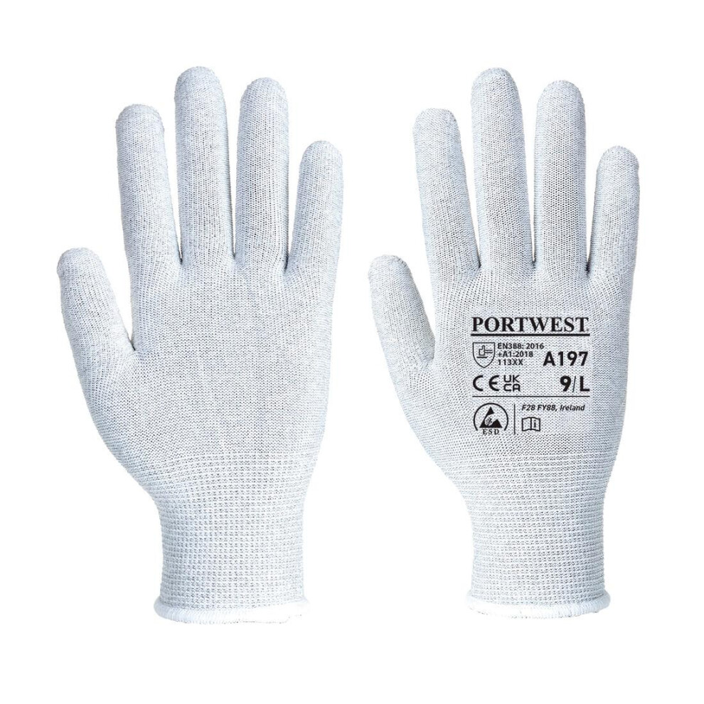 (M, Grey) Portwest Unisex Adult Anti-Static Safety Gloves