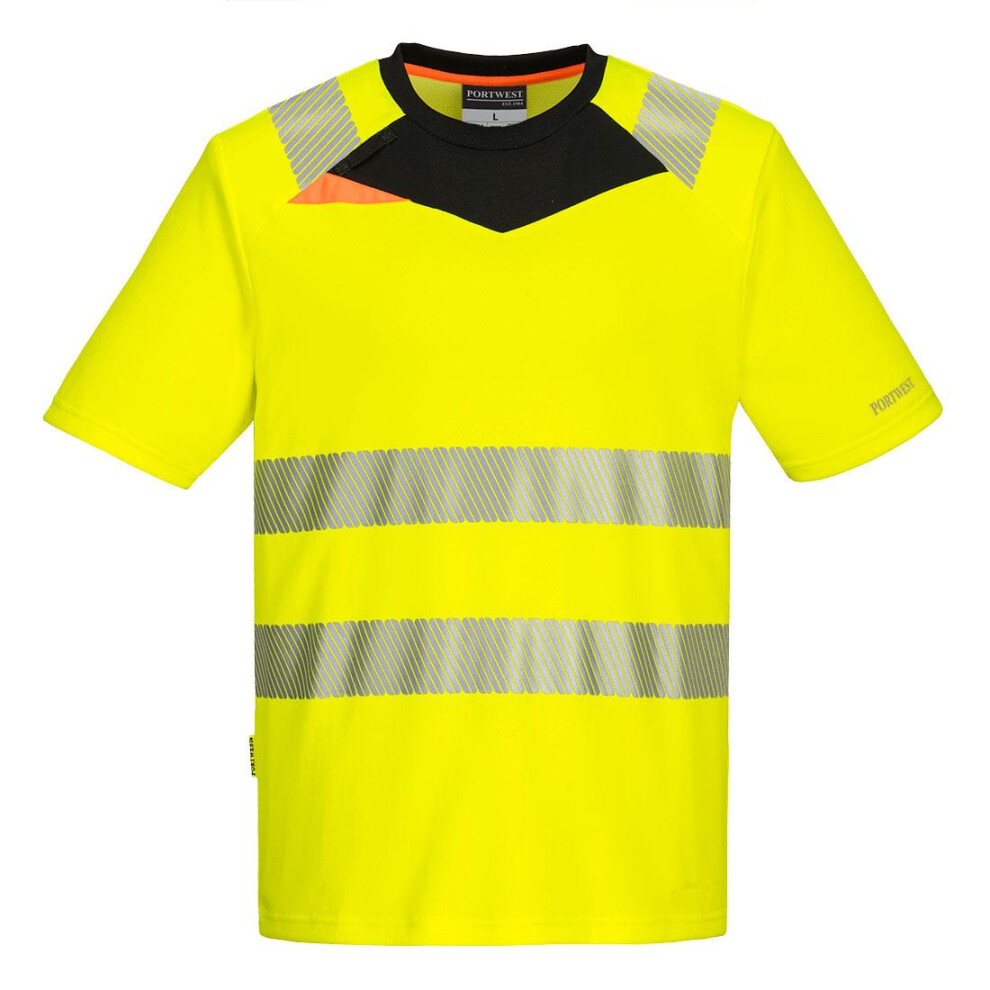 (XXL, Yellow/Black) Portwest Mens DX4 Hi-Vis T-Shirt