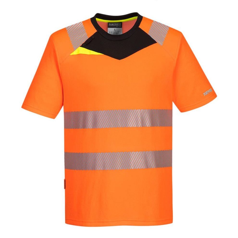 (4XL, Orange/Black) Portwest Mens DX4 Hi-Vis Safety T-Shirt