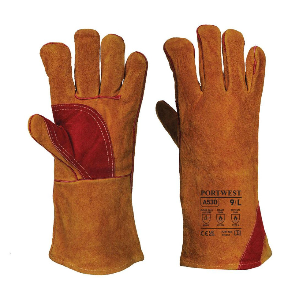 (XL, Brown) Portwest Unisex Adult A530 Reinforced Leather Welding Gauntlets