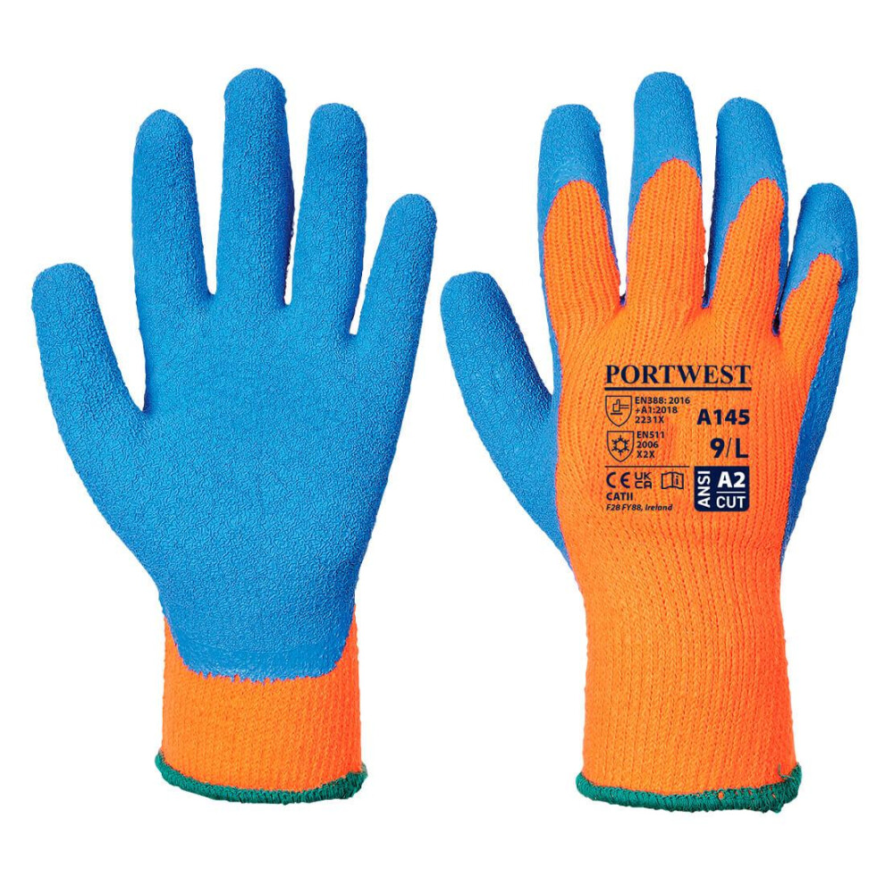 (XL, Orange/Blue) Portwest A145 Grip Gloves