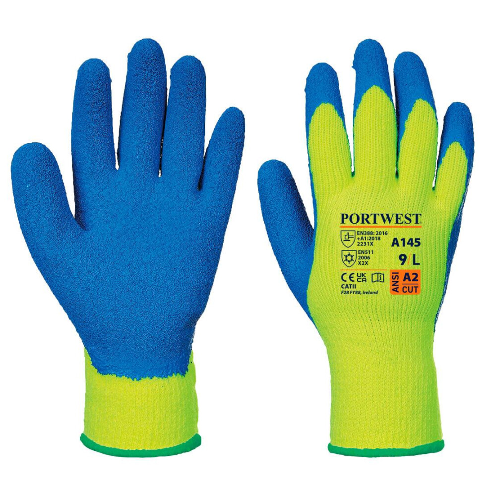 (M, Yellow/Blue) Portwest A145 Grip Gloves