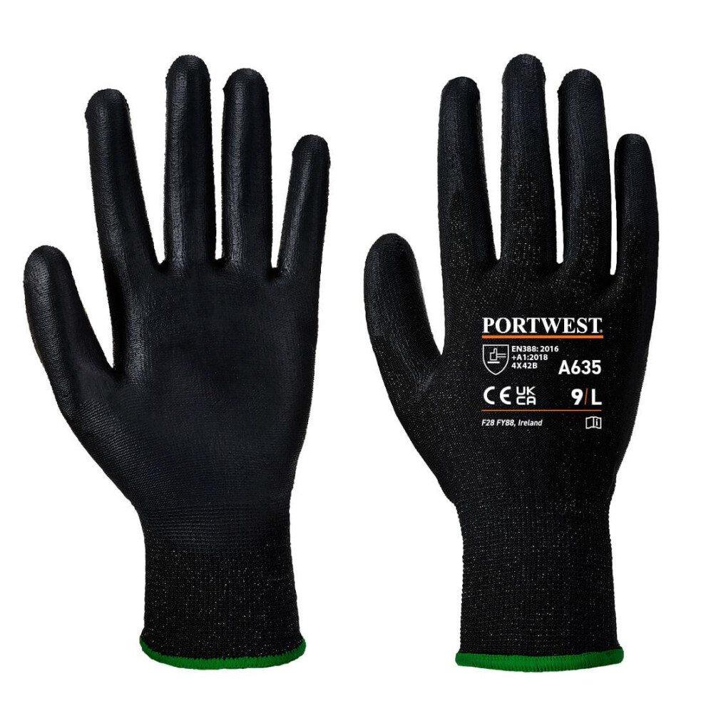 (L, Black) Portwest Unisex Adult A635 Economy Cut Resistant Gloves