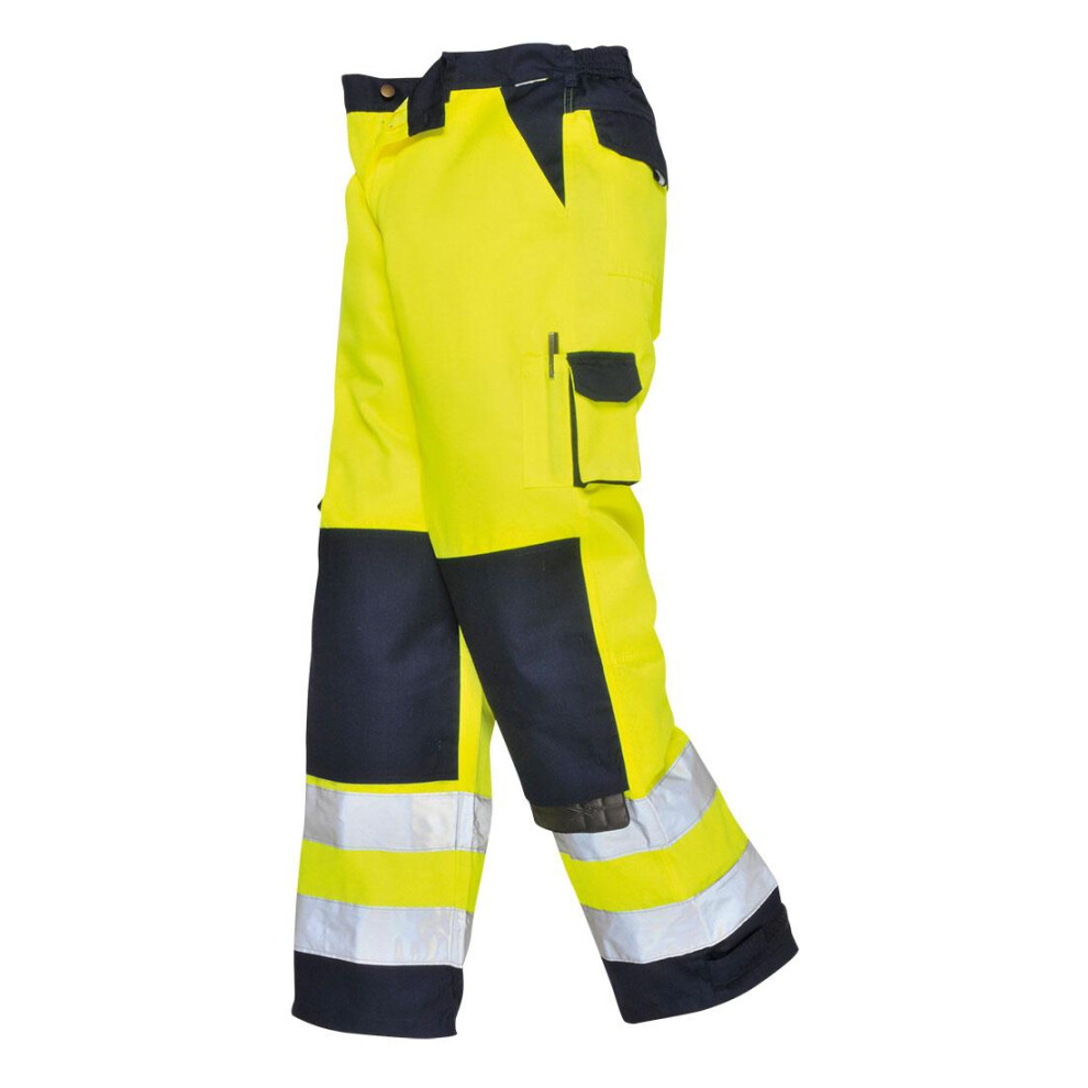 (M R, Yellow/Navy) Portwest Mens Lyon Contrast Hi-Vis Work Trousers