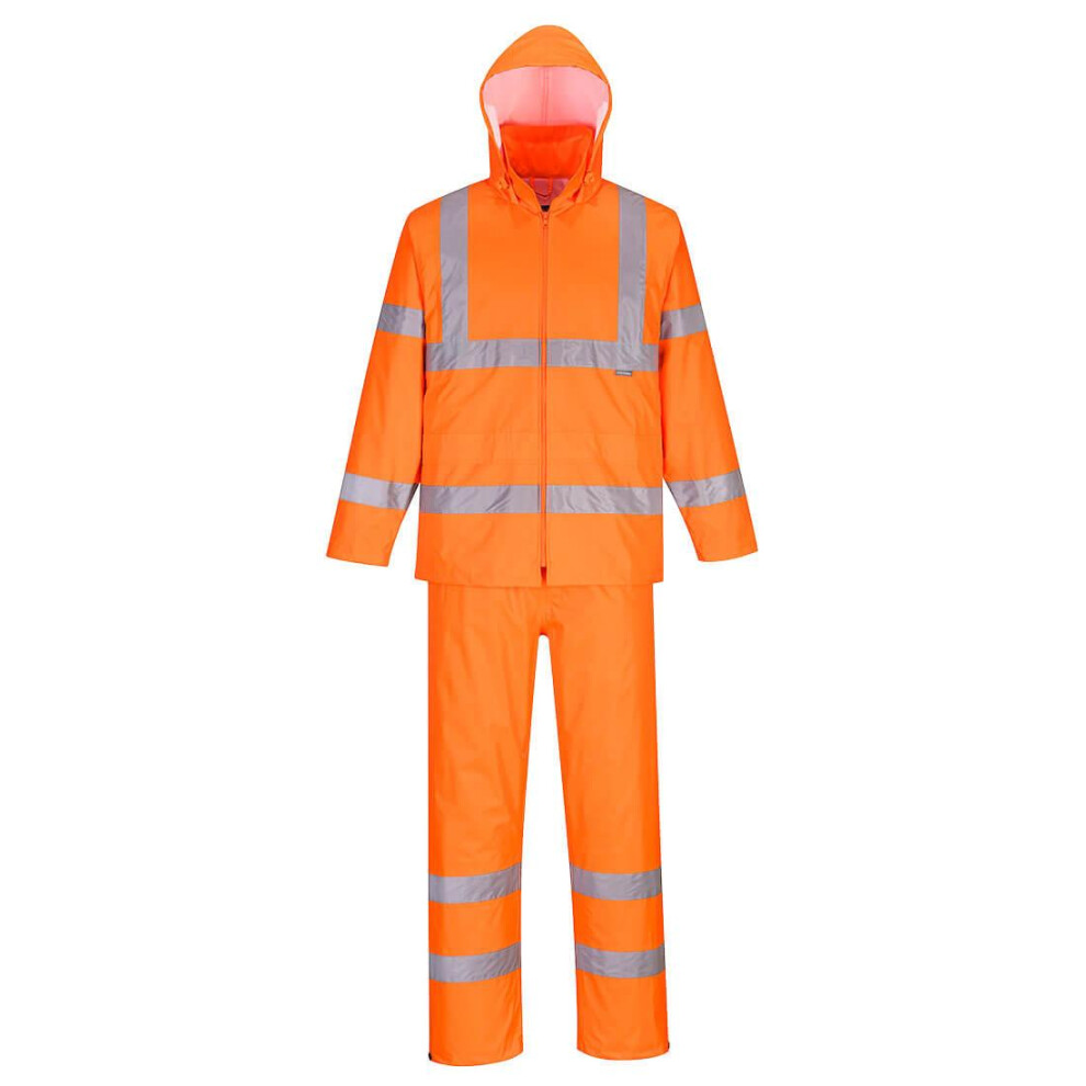 (XXL, Orange) Portwest Mens Hi-Vis Rain Suit