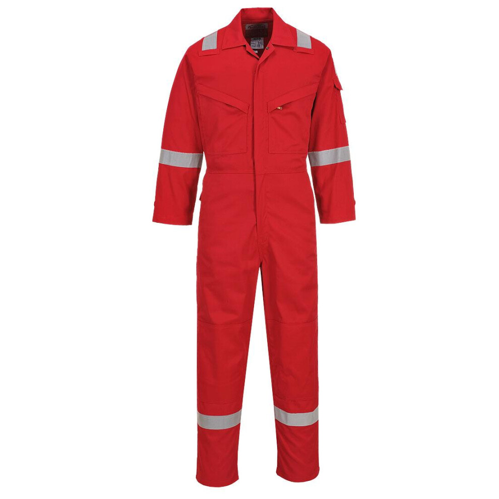 (L, Red) Portwest Unisex Adult Flame Resistant Anti-Static Overalls