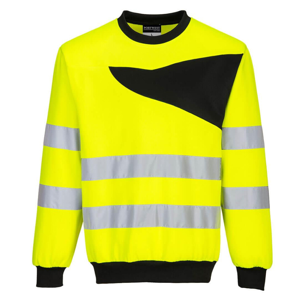 (L, Yellow/Black) Portwest Mens PW2 High-Vis Sweatshirt