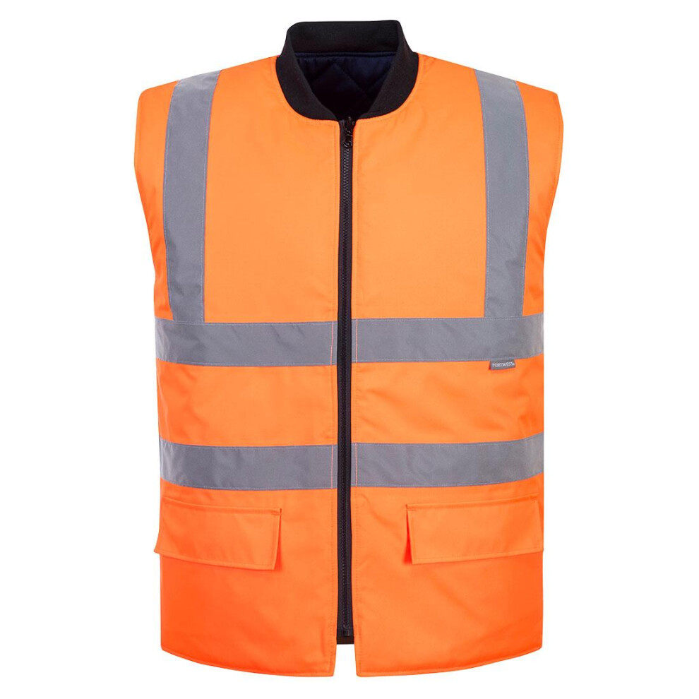 (3XL, Orange) Portwest Mens Reversible Hi-Vis Safety Body Warmer