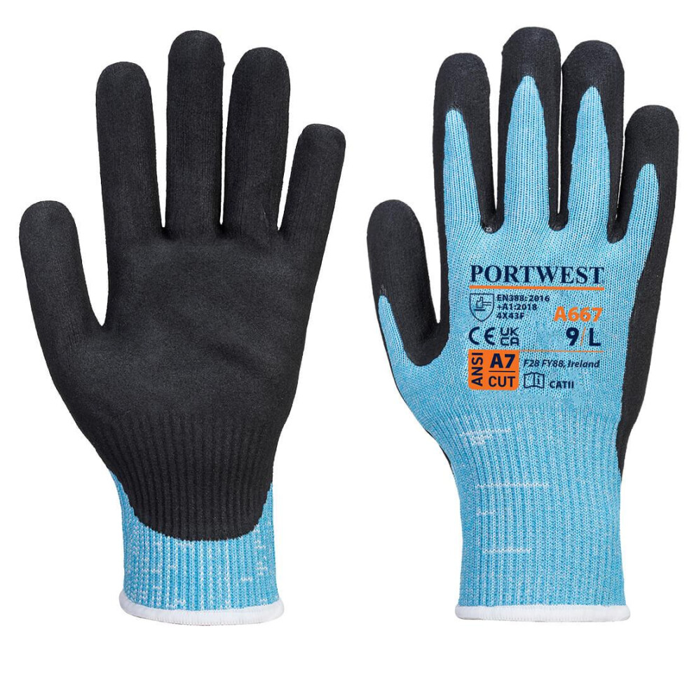 (XL, Blue/Black) Portwest Unisex Adult Claymore Cut Resistant Liner Gloves