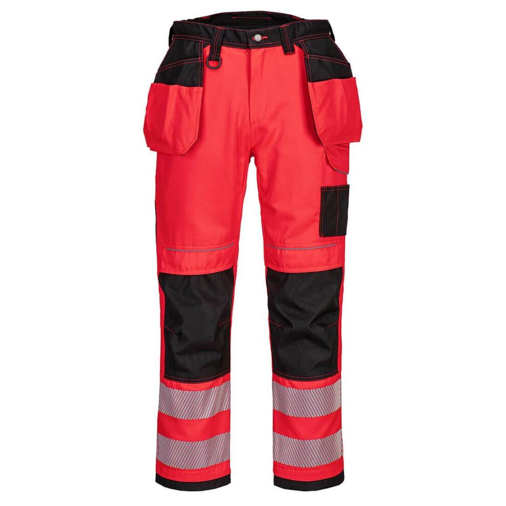 (44R, Red/Black) Portwest Mens T501 Hi-Vis Work Trousers