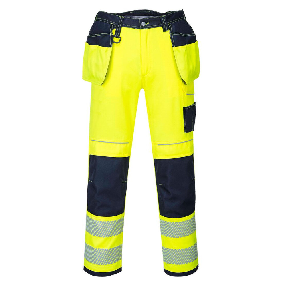 (33S, Yellow/Navy) Portwest Mens T501 Hi-Vis Work Trousers