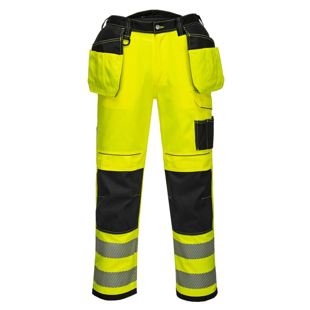 (40S, Yellow/Black) Portwest Mens T501 Hi-Vis Work Trousers