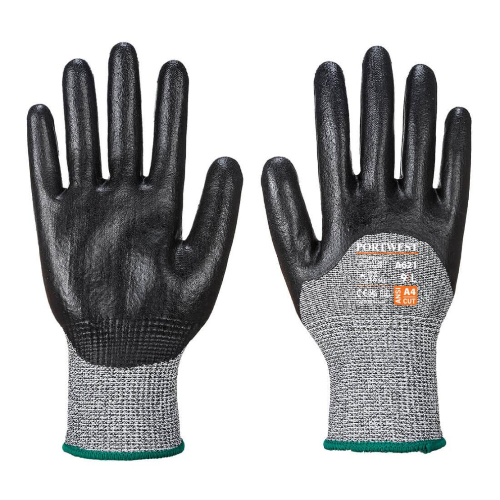 (S, Black) Portwest Unisex Adult A621 Nitrile Foam Cut Resistant Gloves