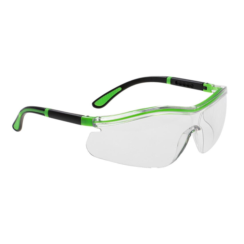 (One Size, Clear/Green) Portwest Unisex Adult Neon Safety Glasses