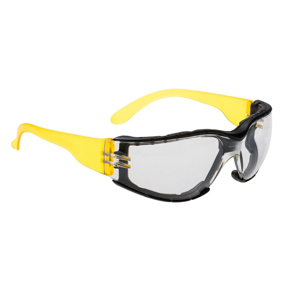 (One Size, Clear/Yellow) Portwest Unisex Adult Wrap Around Safety Glasses