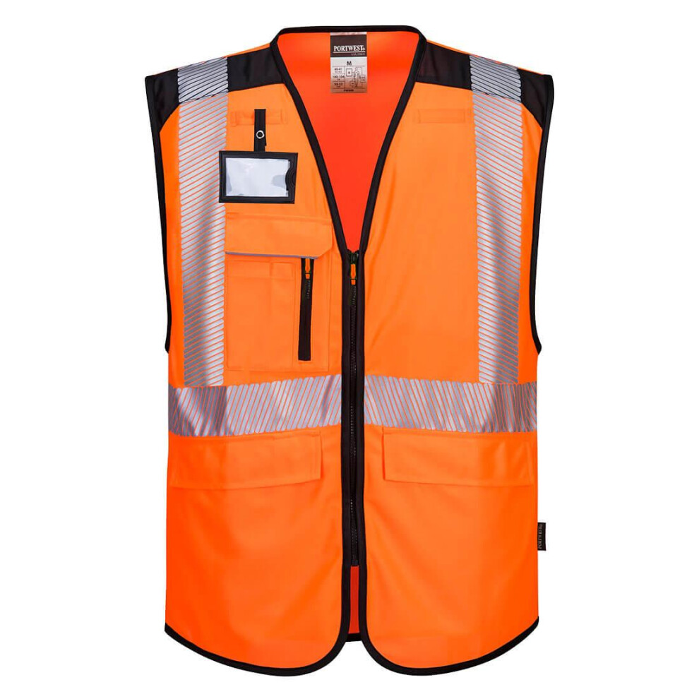 (XXL, Orange/Black) Portwest Mens Hi-Vis Safety Hi-Vis Vest