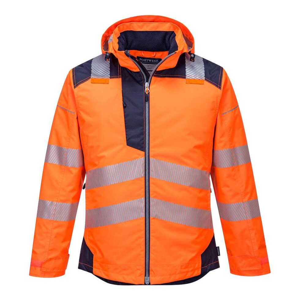 (L, Orange/Navy) Portwest Mens PW3 Hi-Vis Winter Jacket