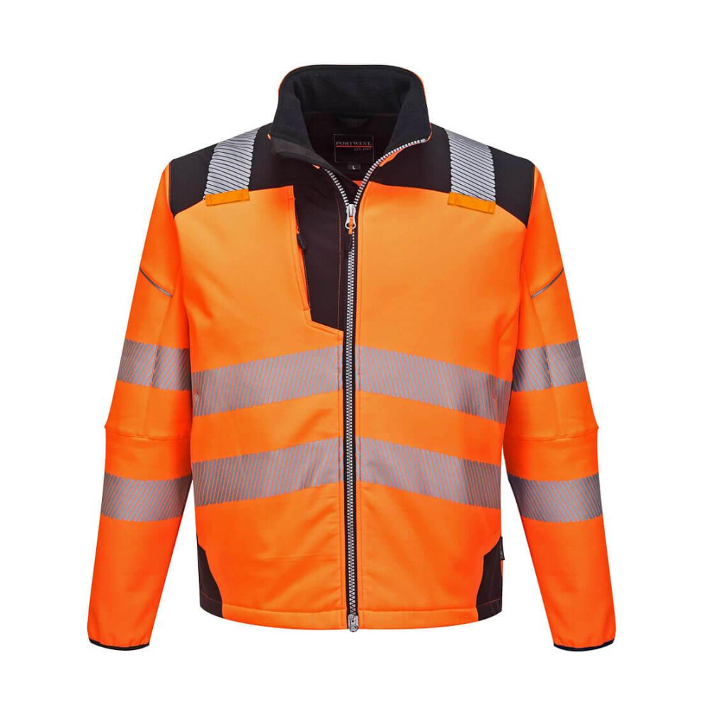 (XXL, Orange/Black) Portwest Mens PW3 Hi-Vis Safety Soft Shell Jacket