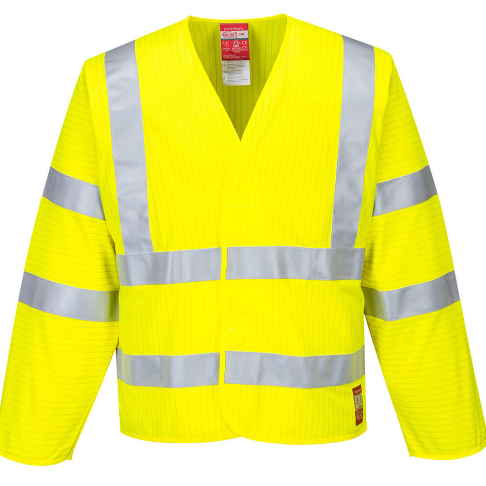 (S-M, Yellow) Portwest Mens Flame Resistant Hi-Vis Jacket