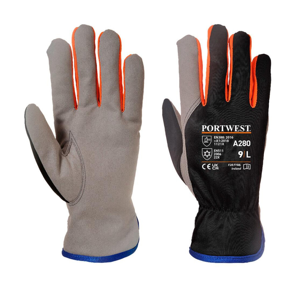 (L, Black/Orange) Portwest Unisex Adult A280 Winter Gloves