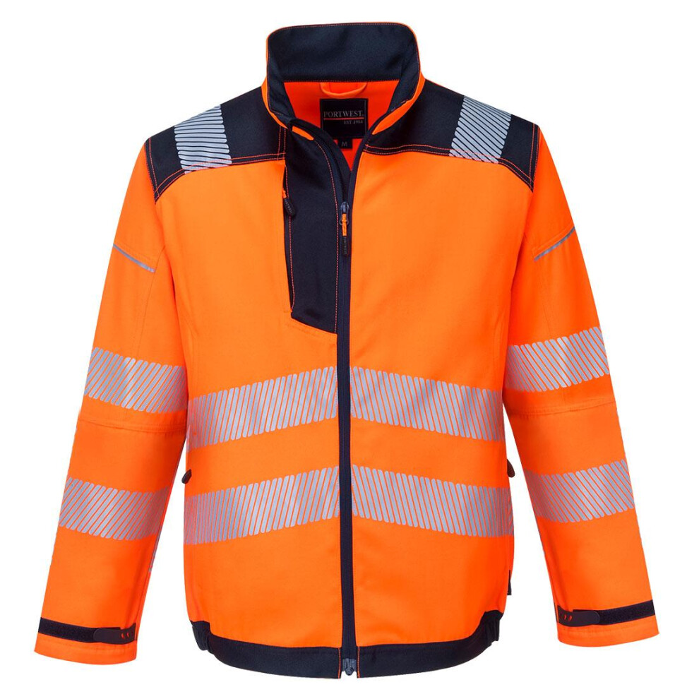 (M, Orange/Navy) Portwest Mens PW3 Hi-Vis Safety Work Jacket