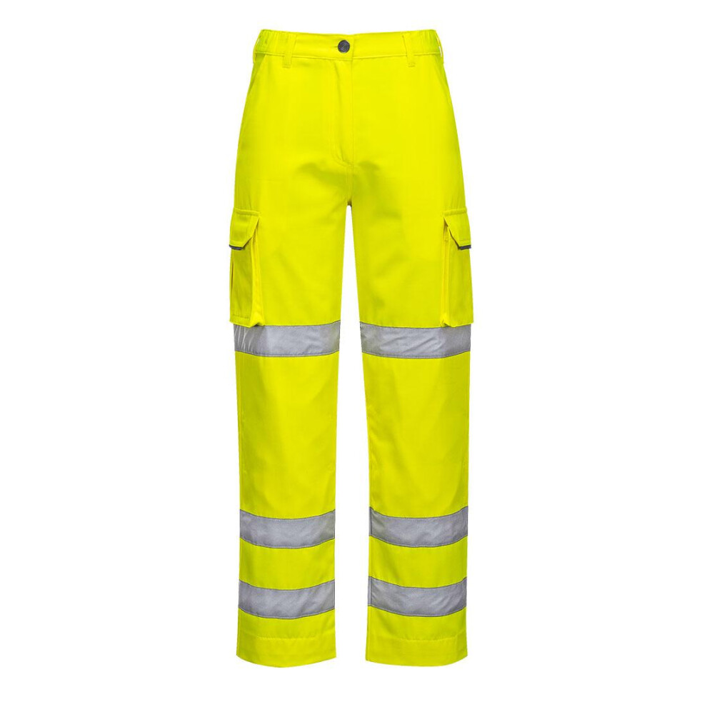 (L R, Yellow) Portwest Womens/Ladies Triple Band Hi-Vis Work Trousers