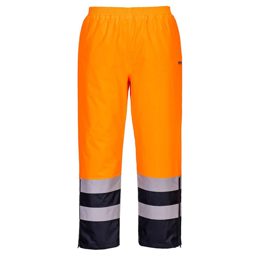 (XXL R, Orange/Navy) Portwest Mens Hi-Vis Safety Trousers