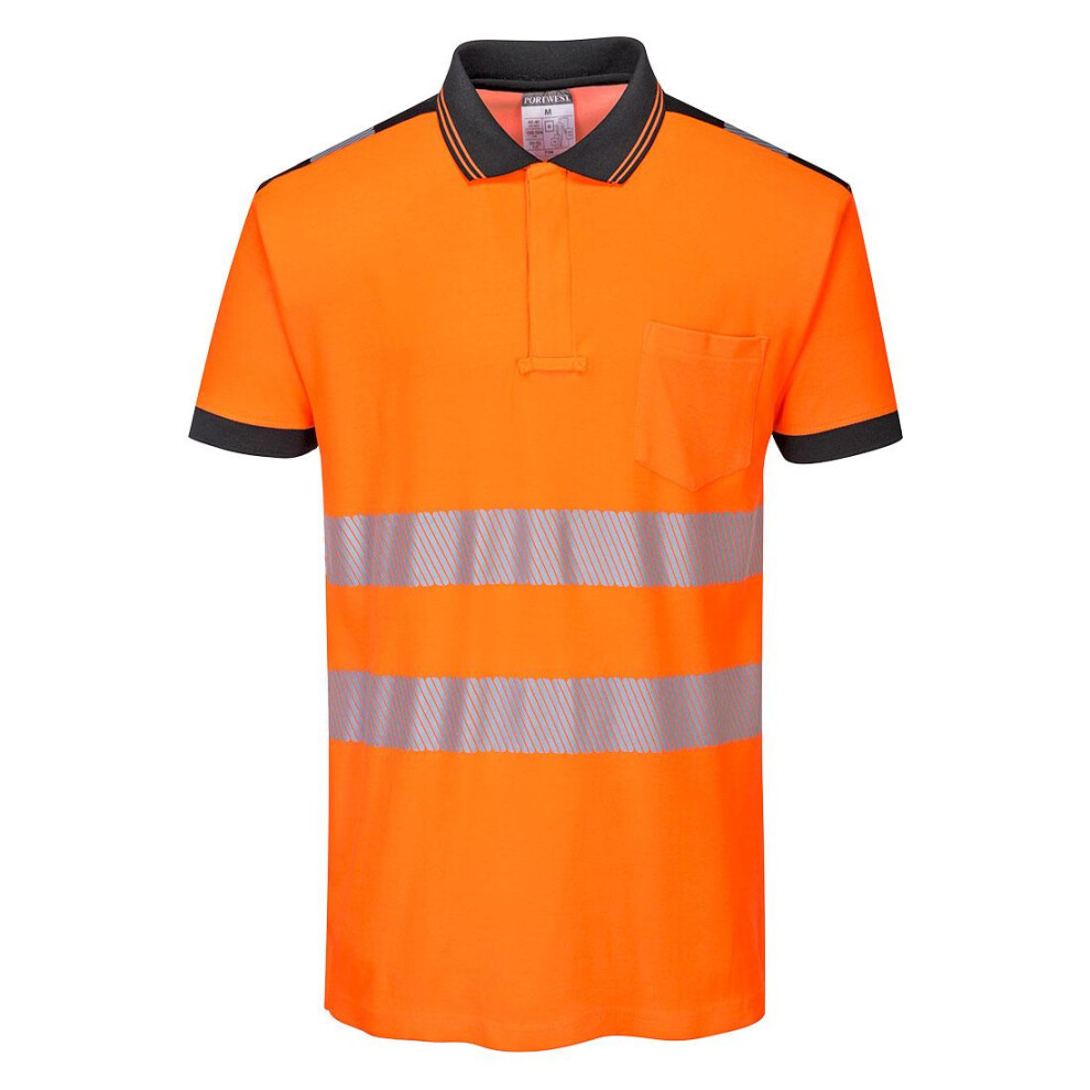 (4XL, Orange/Black) Portwest Mens PW3 Hi-Vis Comfort Safety Polo Shirt