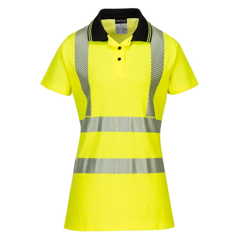 (M, Yellow/Black) Portwest Womens/Ladies Pro Hi-Vis Comfort Polo Shirt