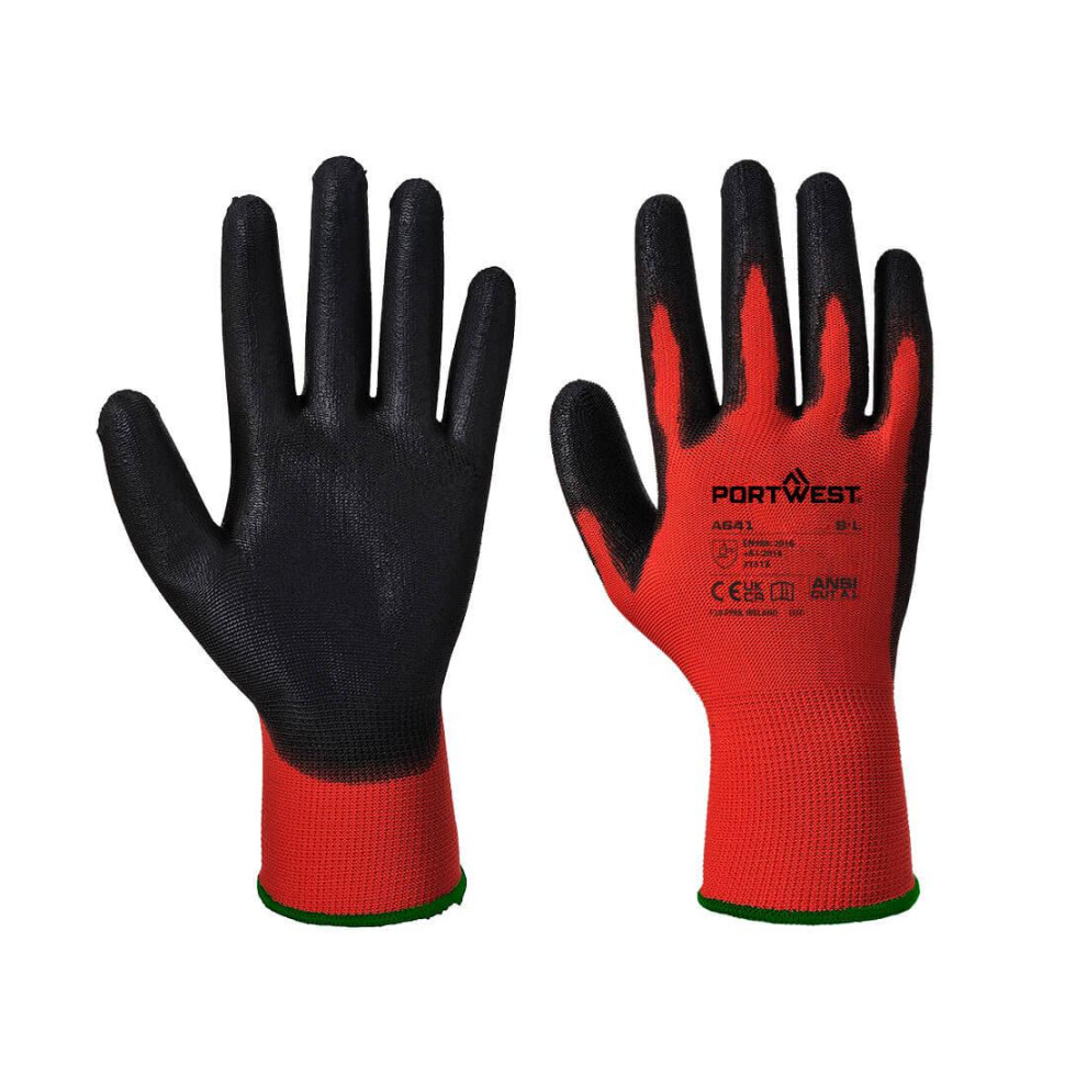 (XL, Red/Black) Portwest Unisex Adult A641 PU Grip Gloves