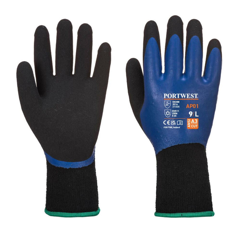 (S, Blue/Black) Portwest Unisex Adult AP01 Thermo Pro Gloves