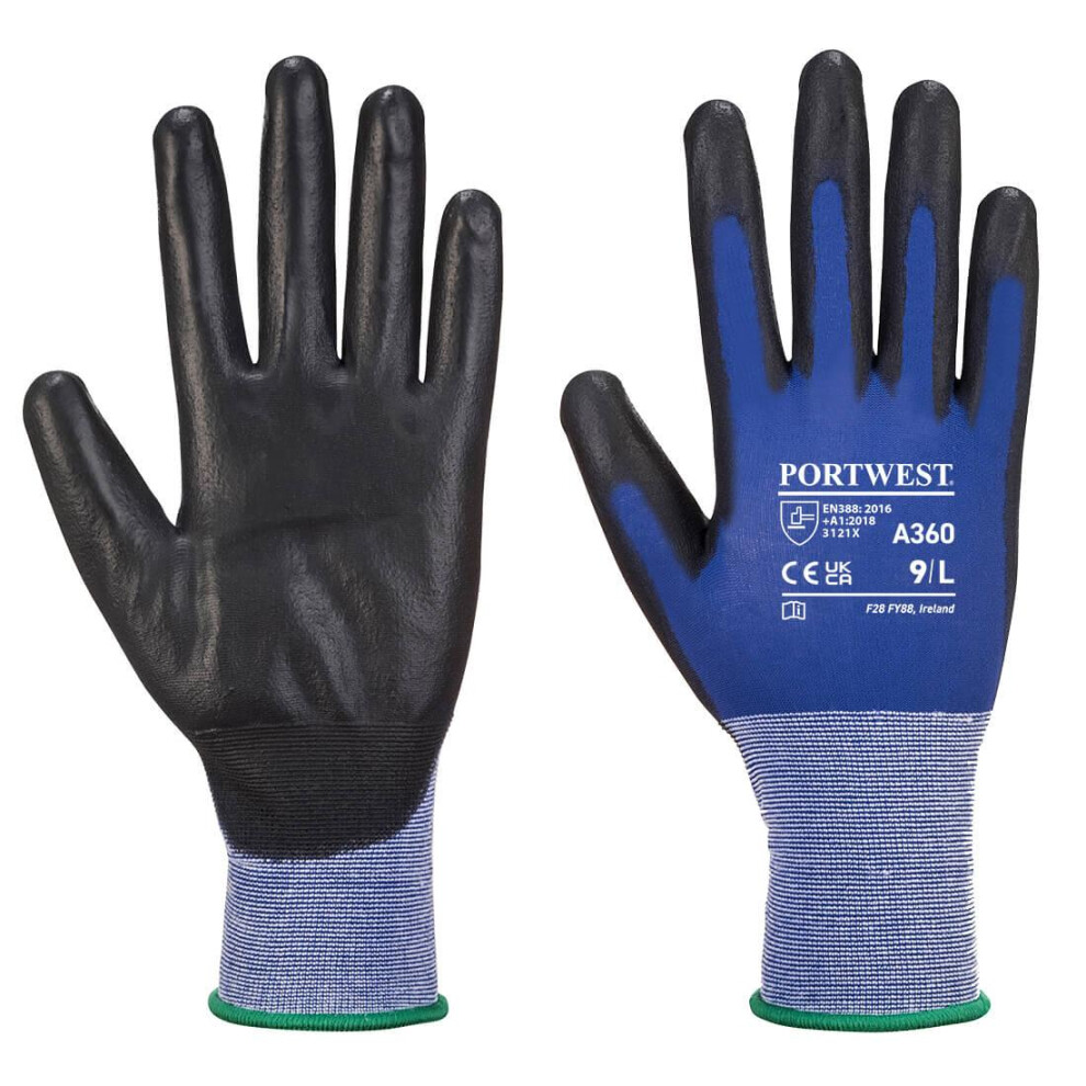 (L, Blue/Black) Portwest Unisex Adult A360 Senti Flex Gloves