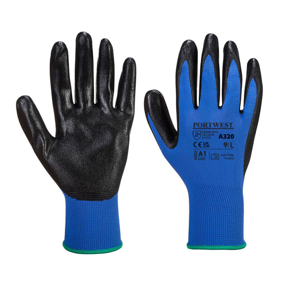 (S, Blue) Portwest Unisex Adult A320 Dexti Grip Gloves