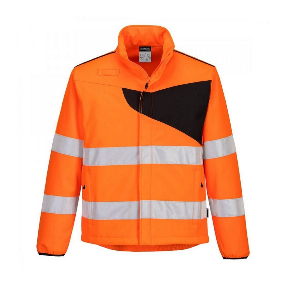 (4XL, Orange/Black) Portwest Mens PW2 Fleece Hi-Vis Safety Coat