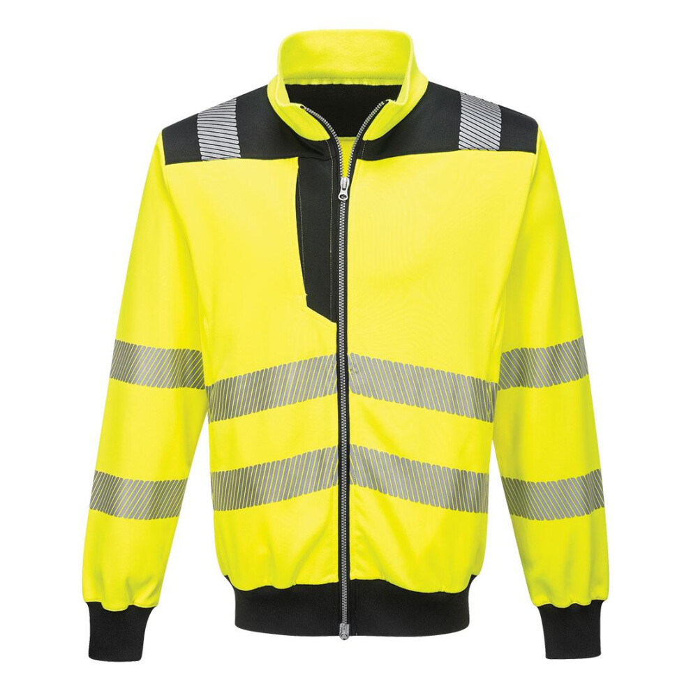 (3XL, Yellow/Black) Portwest Mens PW3 Hi-Vis Full Zip Sweatshirt