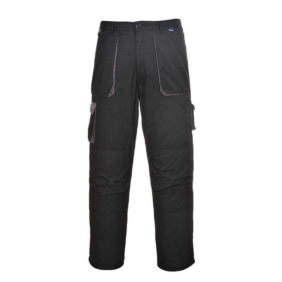 (S, Black) Portwest Mens Texo Lined Contrast Trousers