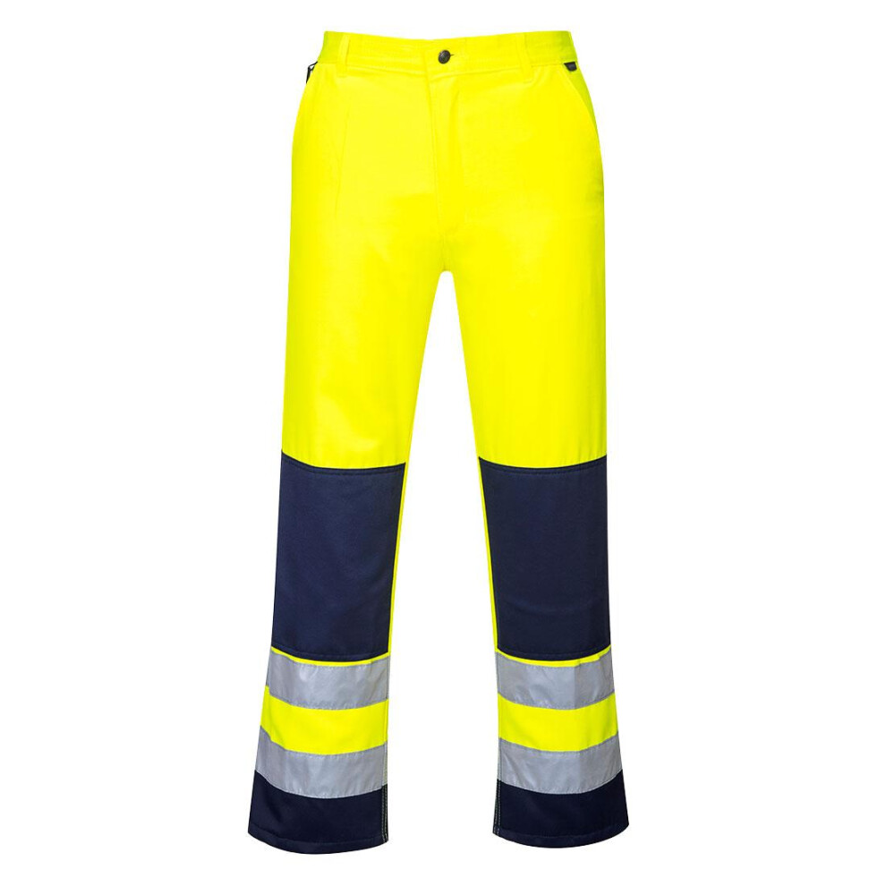 (M R, Yellow/Navy) Portwest Mens Seville Contrast Hi-Vis Work Trousers