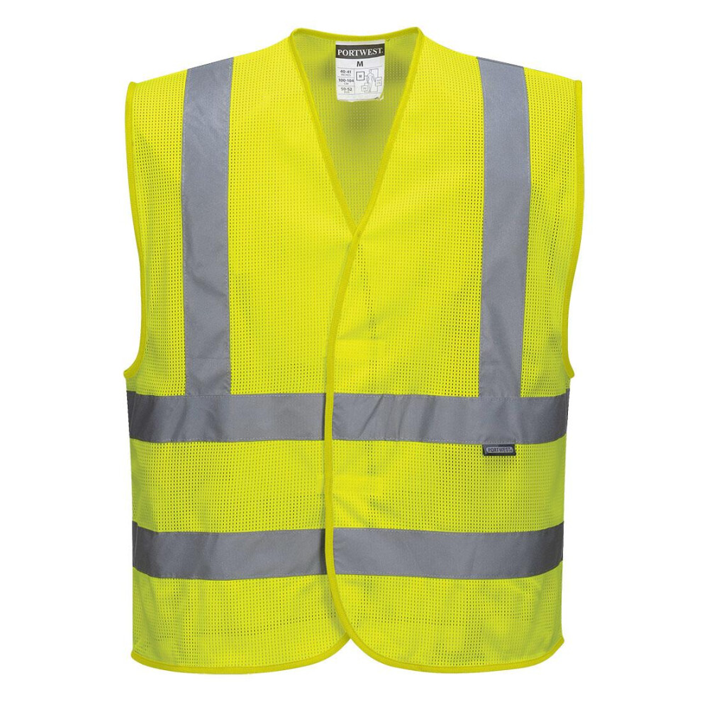 (S-M, Yellow) Portwest Mens Mesh Hi-Vis Vest