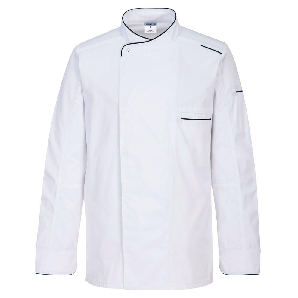 (XXL, White) Portwest Mens Surrey Long-Sleeved Chef Jacket