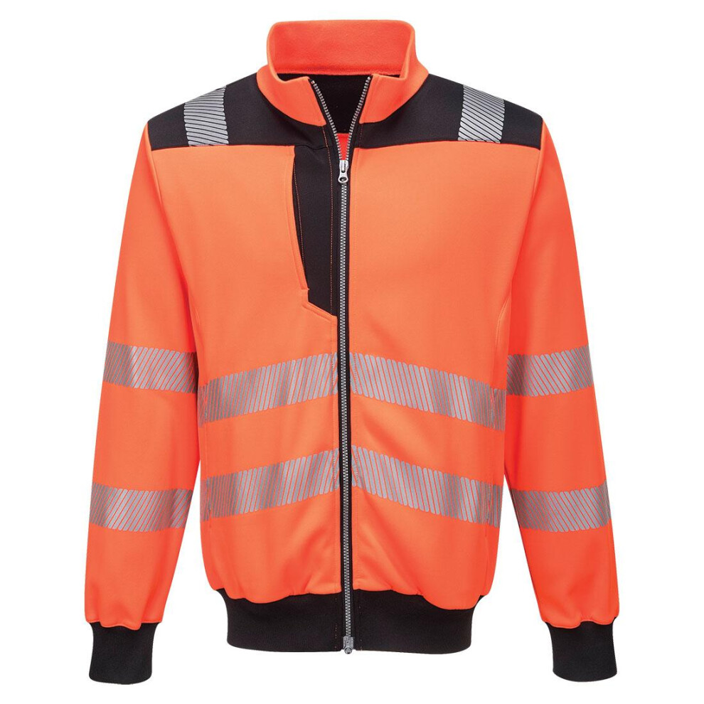 (M, Orange/Black) Portwest Mens PW3 Hi-Vis Full Zip Safety Sweatshirt