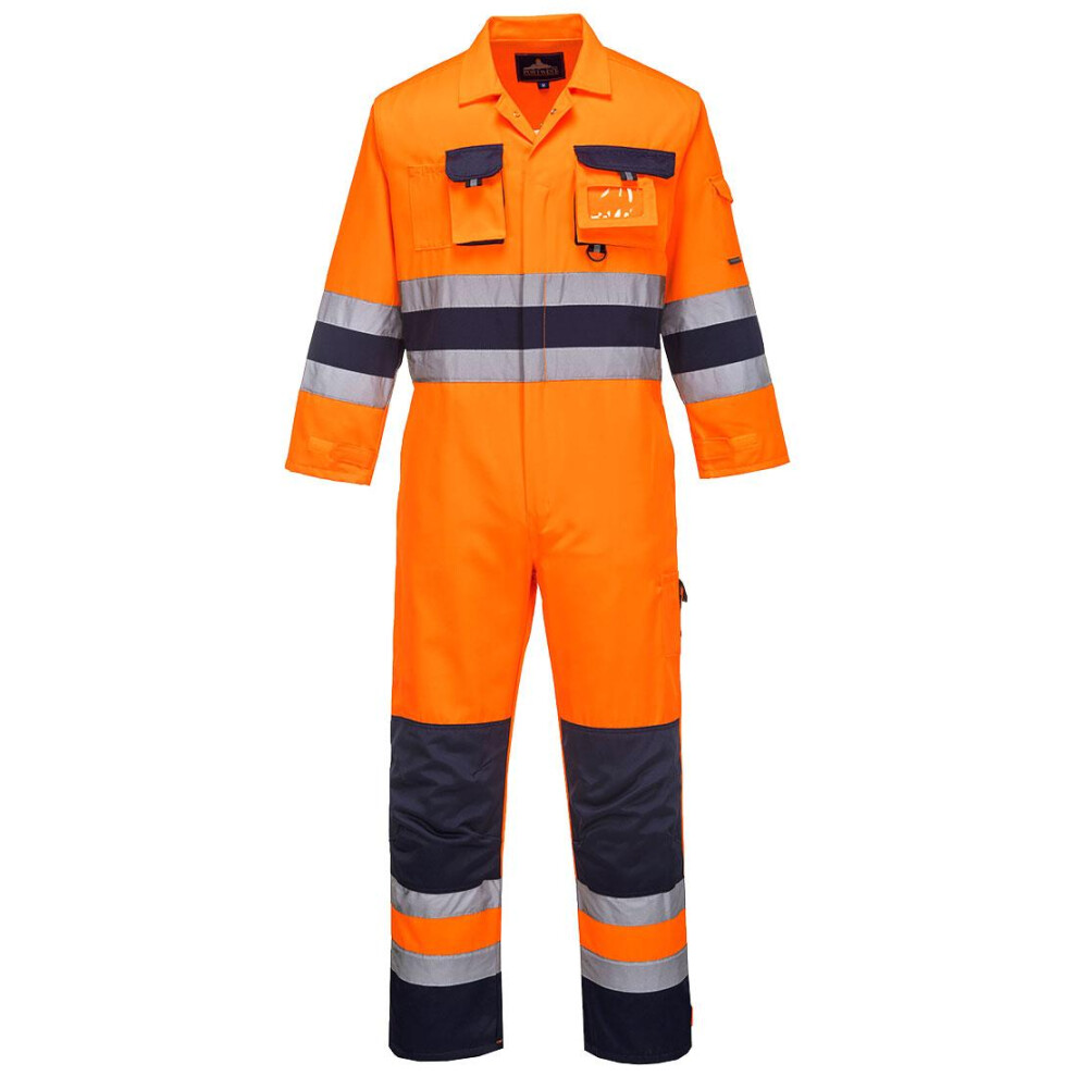 (XXL R, Orange/Navy) Portwest Mens Nantes Contrast Hi-Vis Work Overalls